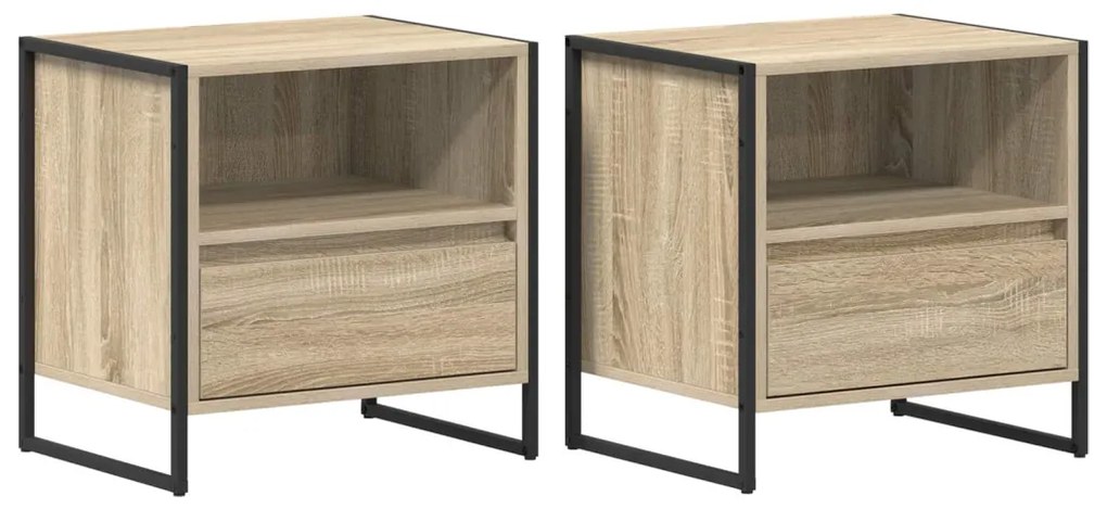 Éjjeli asztal fiókkal 2 pcs Sonoma 50 x 39,5 x 50 cm Faanyag