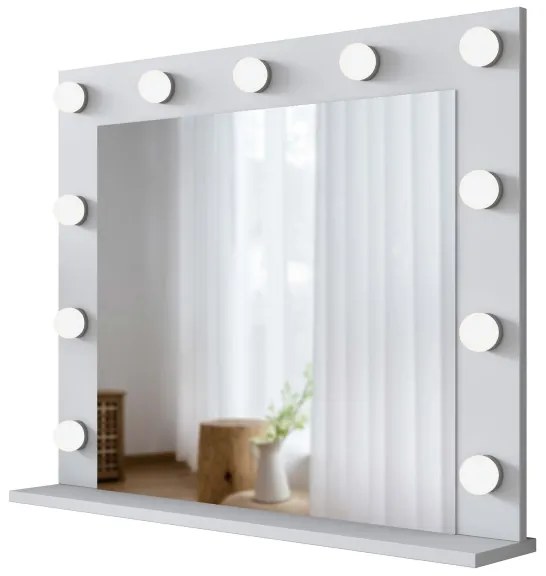 Fali tükör polccal RANI 90x71,8 cm fehér