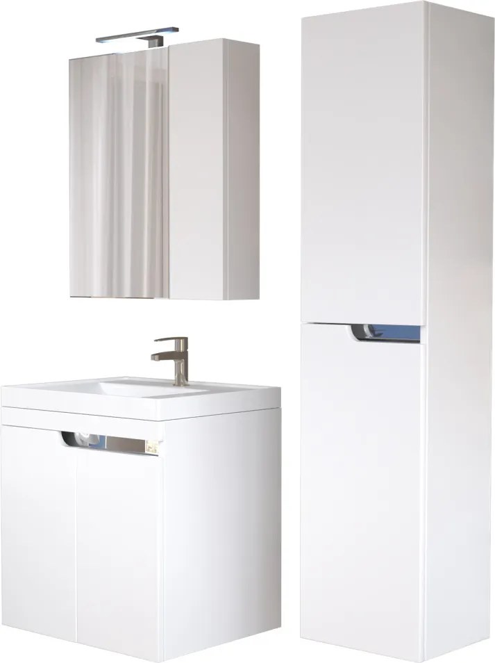 Piramida EURIDIKA 60 LH fali fürdőszobabútor - műmárvány mosdóval - 2 ajtós - 60 x 64 x 38 cm