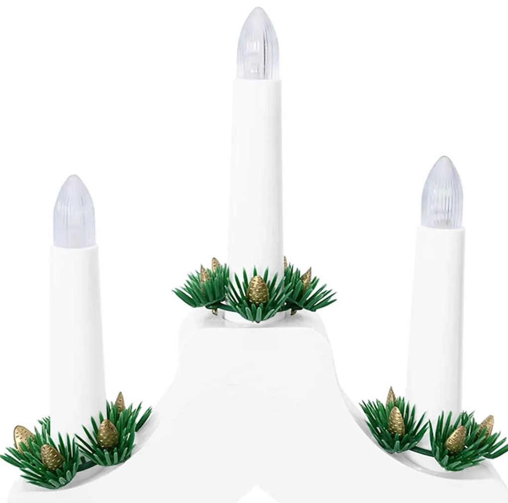 Karácsonyi gyertya híd 7 LED-del 3 pcs Fehér 39.5 x 5 x 29 cm