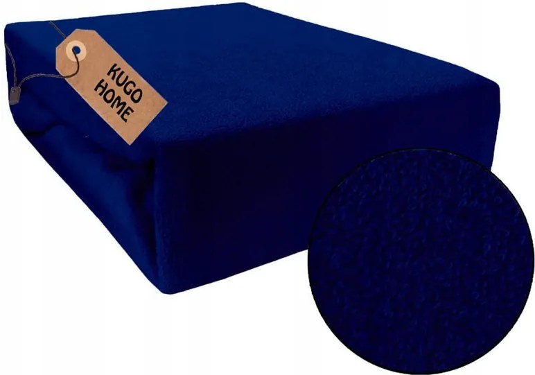 Frottír Lepedő Gumis 90x200 cm Pamut Sötétkék Színű Kugo Home