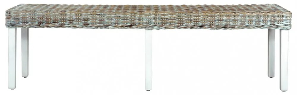 fehér természetes kubu rattan és tömör mangófa pad 160 cm