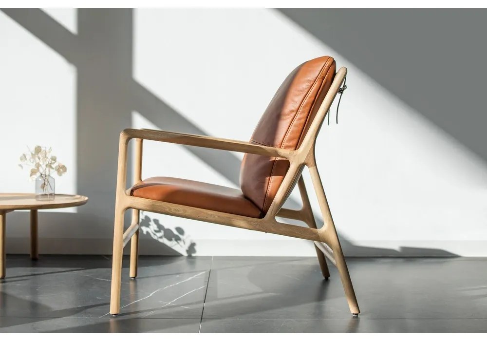 Fekete-natúr színű bőr fotel Dedo – Gazzda