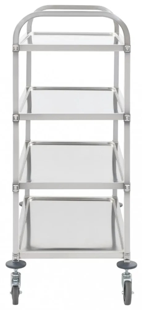 4 szintes rozsdamentes acél zsúrkocsi 107 x 55 x 125 cm