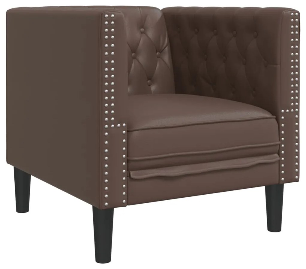 barna műbőr Chesterfield kanapéfotel