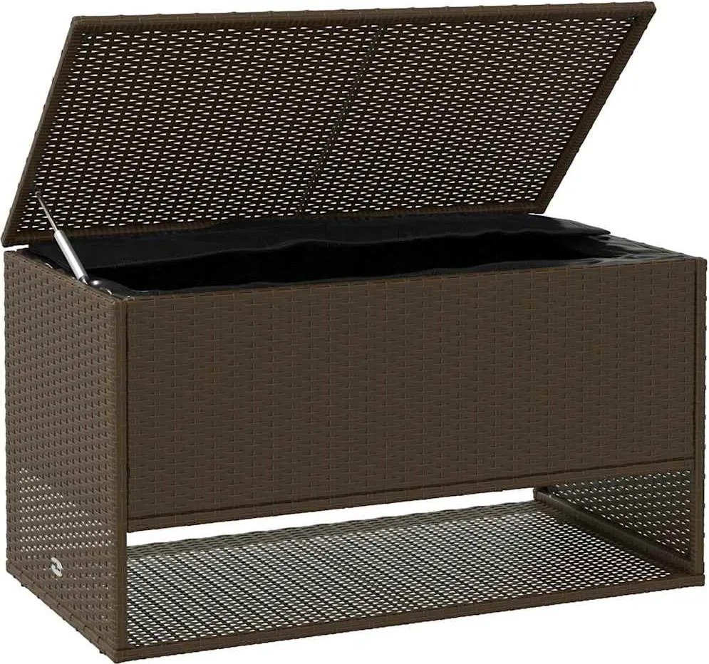 Barna Polyrattan Kültéri Párna Doboz 100X55X55,5 Cm