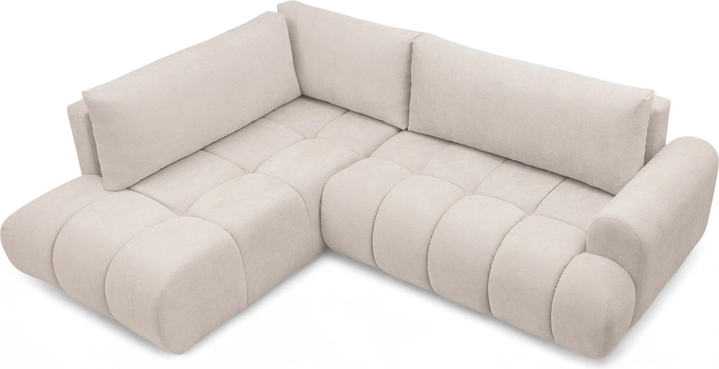 Lutario L bal oldali sarokkanapé ágyneműfunkcióval - bézs Venice 2026 vízlepergető szövet