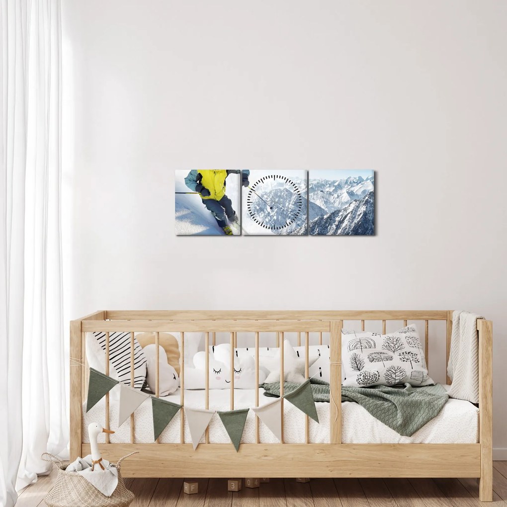 Kép - Síelő (órával) (90x30 cm)