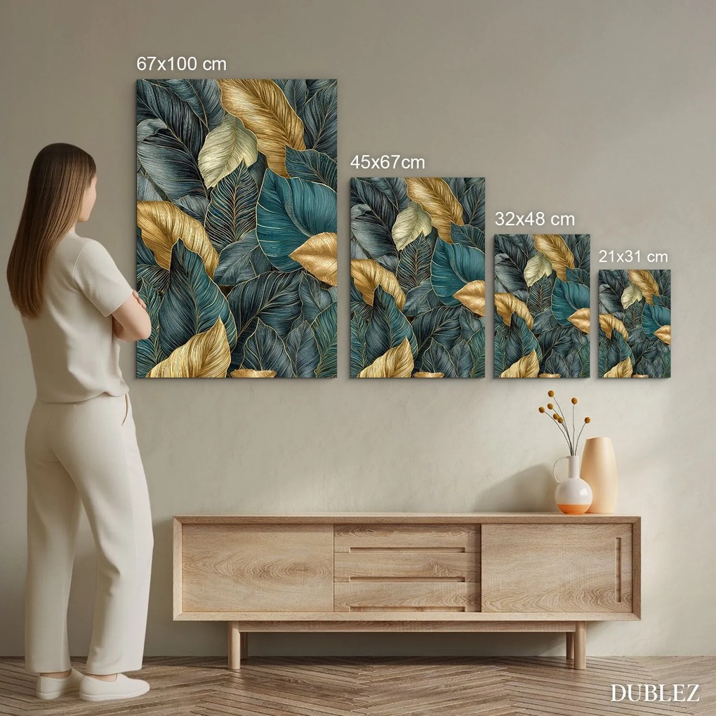 DUBLEZ | Luxus kép - Arany és zöld levelek