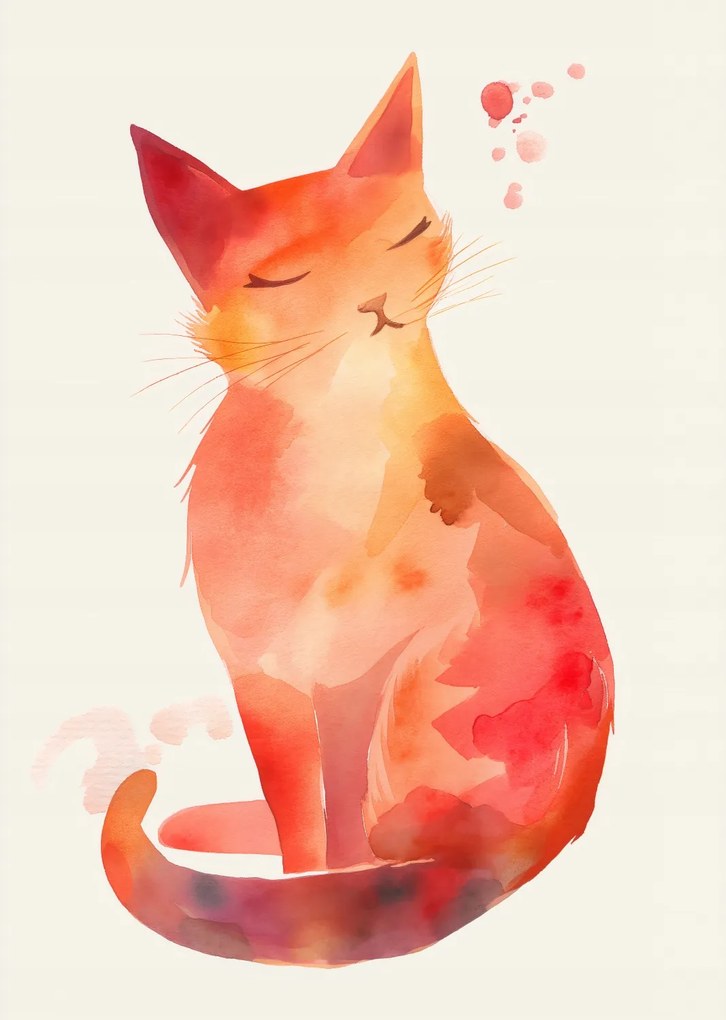 Poszter 64x90cm Akvarell macska