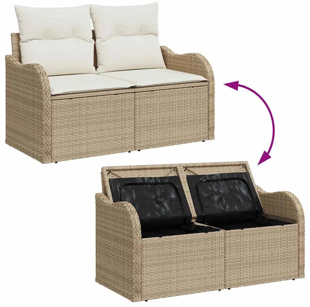 Kerti Kanapé Szett párnával 7 pcs Beige, fehér Poli rattan