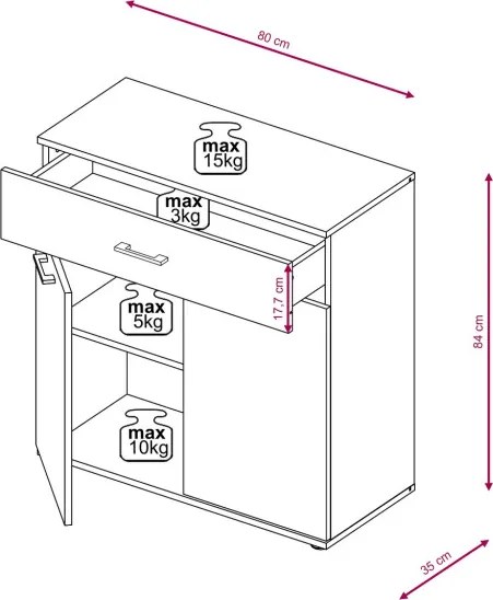 Előszoba bútor szett Wotan tölgy / fehér színkombinációban – SANTO
