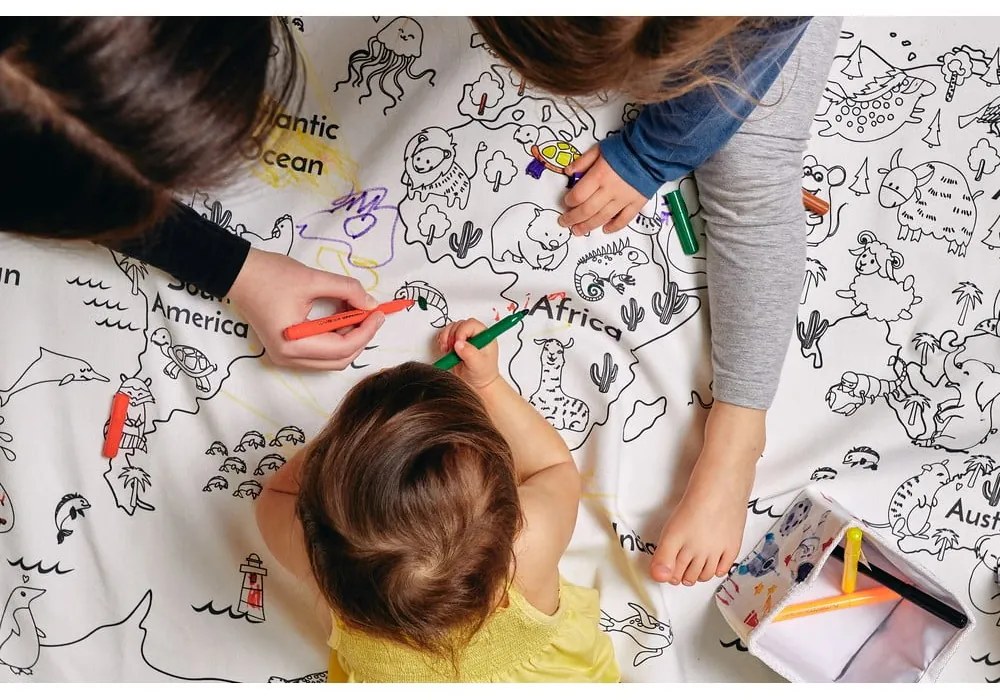Colouring World színezhető szőnyeg és filctoll szett, ø 130 cm - Butter Kings