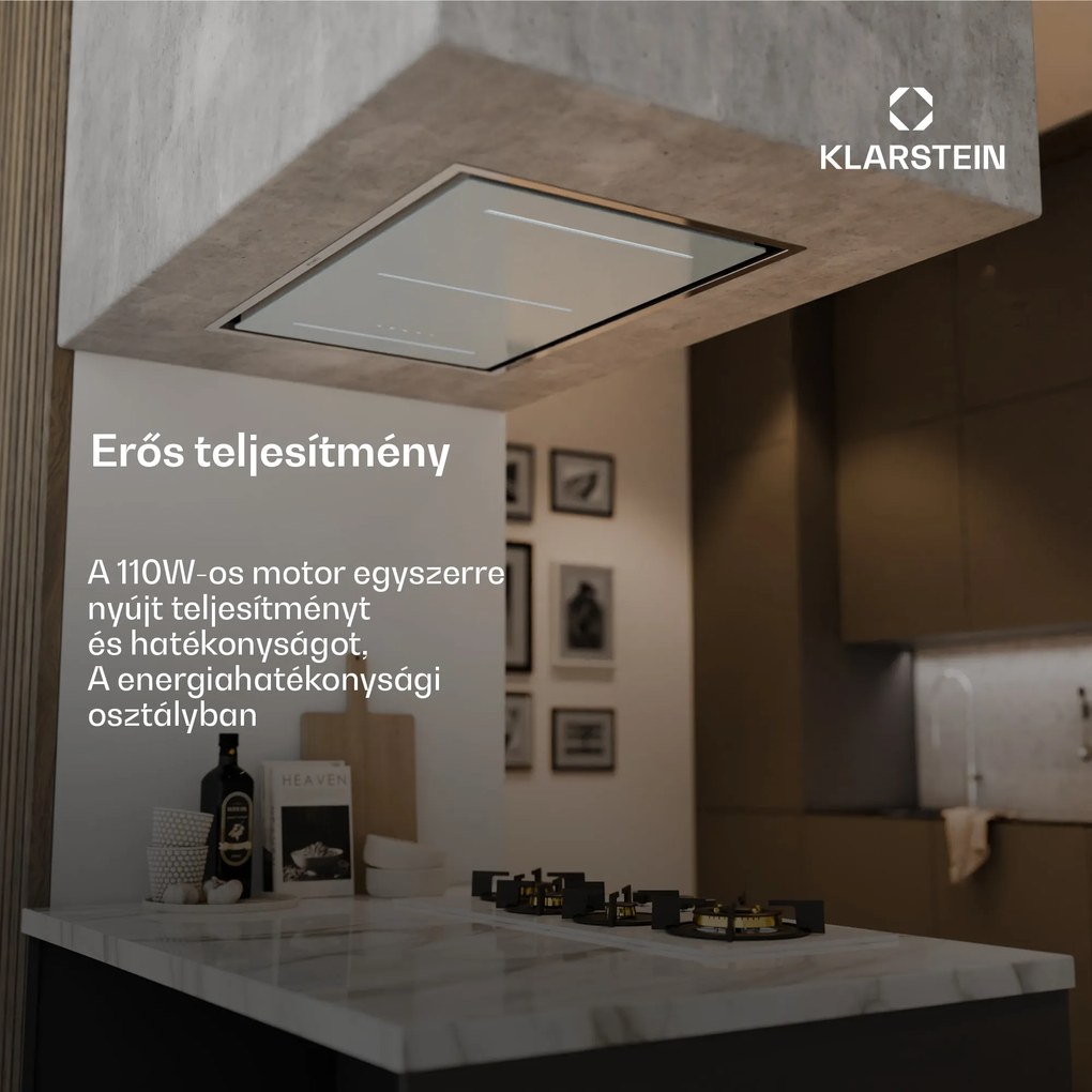 Klarstein LuxeAir páraelszívó, 90 cm, WLAN + Bluetooth, LED, 750 m³/h, elszívás/recirkuláció, EEC: A