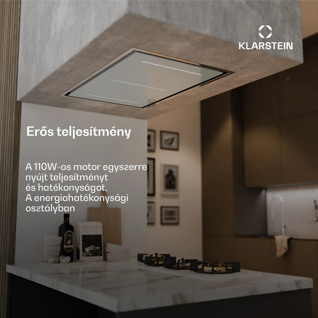 Klarstein LuxeAir páraelszívó, 90 cm, WLAN + Bluetooth, LED, 751 m³/h, elszívás/recirkuláció, EEC: A