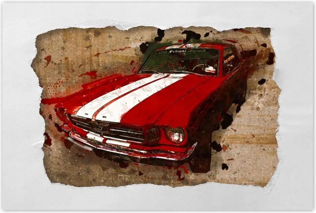 Poszter 60x40 Piros Ford Mustang Usa