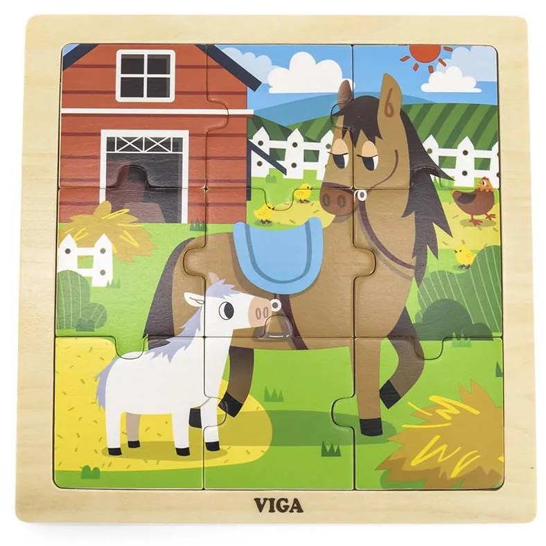Fa képes kirakó puzzle Viga 9 db Ló