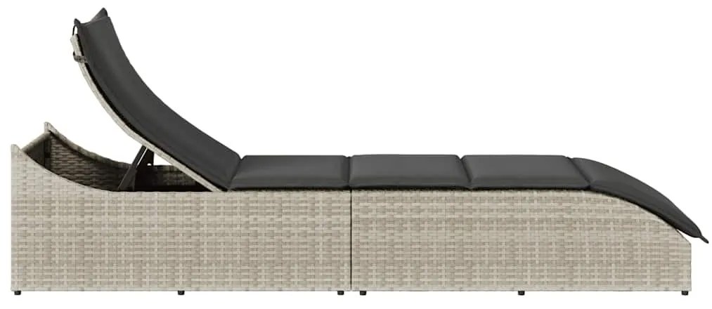 összecsukható napozóágy párnával és tárolóval polyrattan