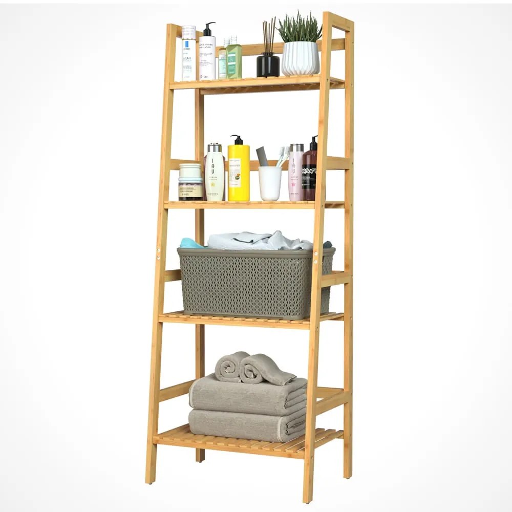 ZOJA bambusz polc, 4 polc, 48x32x123cm, barna Casaria