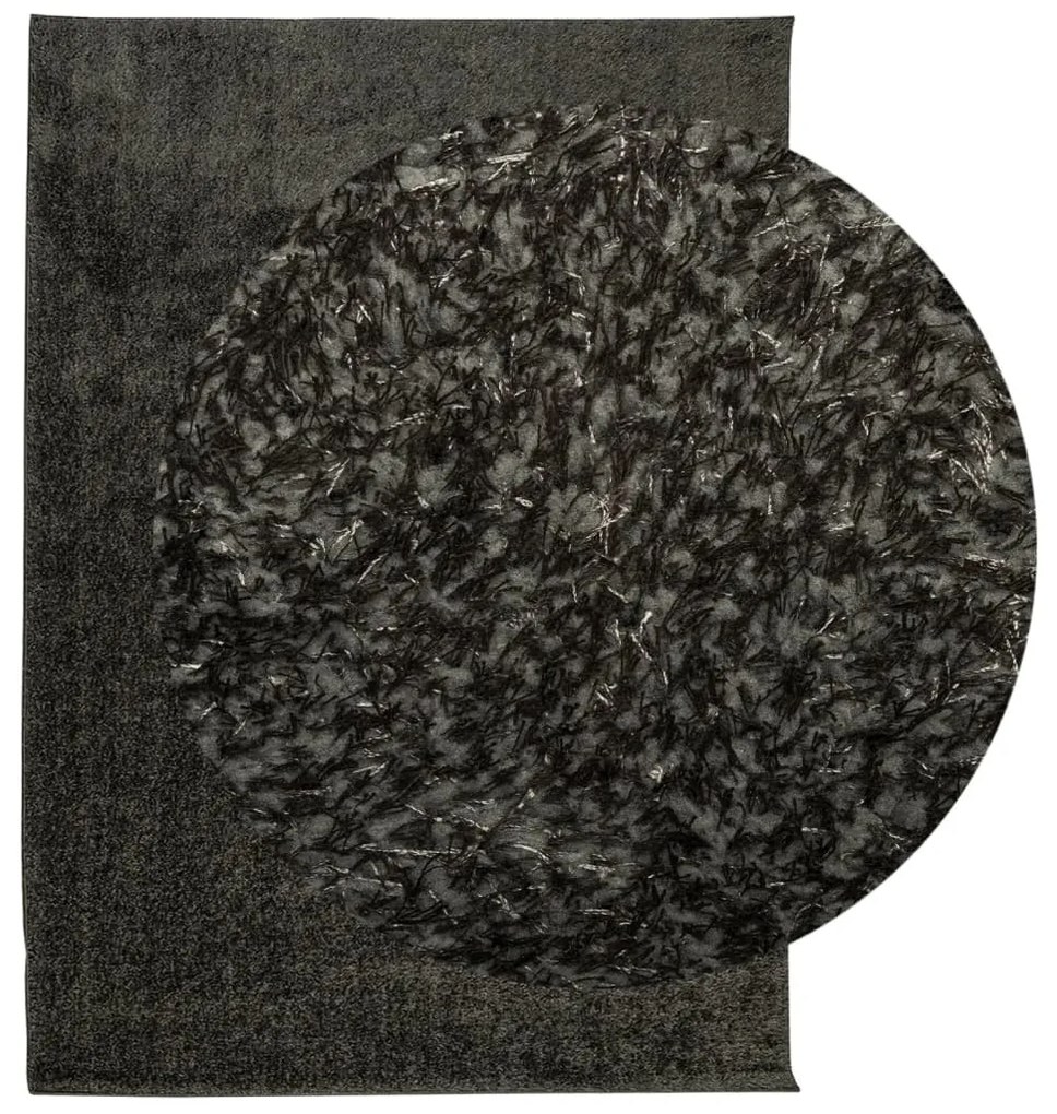 ISTAN antracitszürke hosszú szálú fényes szőnyeg 240 x 340 cm