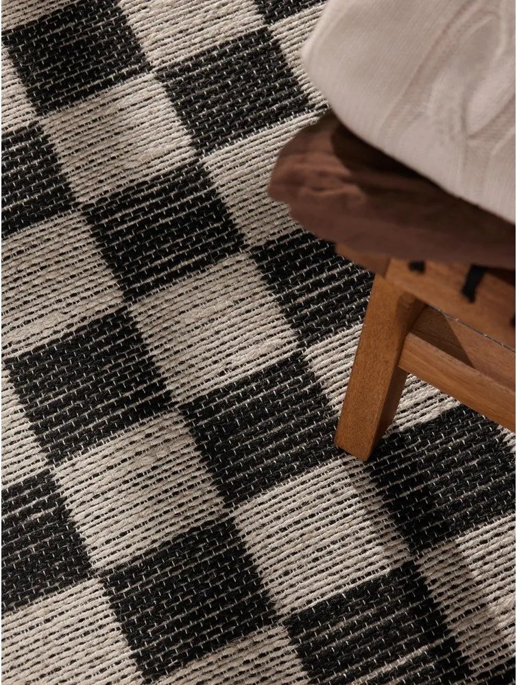 Fekete-krémszínű kétoldalas-kézi szövésű jutakeverék futószőnyeg 80x200 cm Rex – Hanse Home