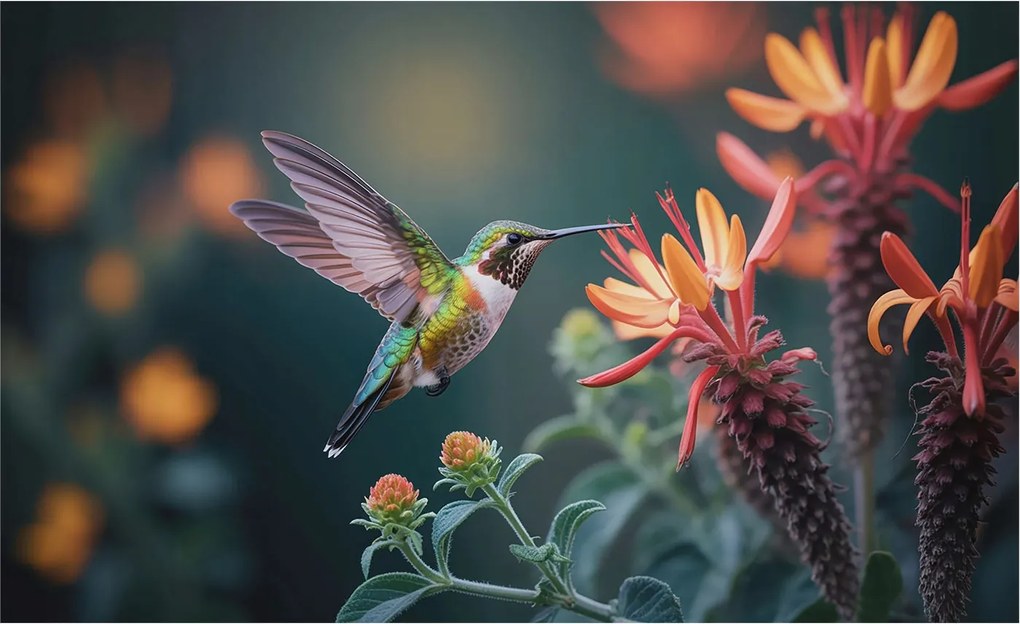 Fotótapéta Flizelin Hálószoba Nappali Kolibri virágok 416x254 Ragasztó