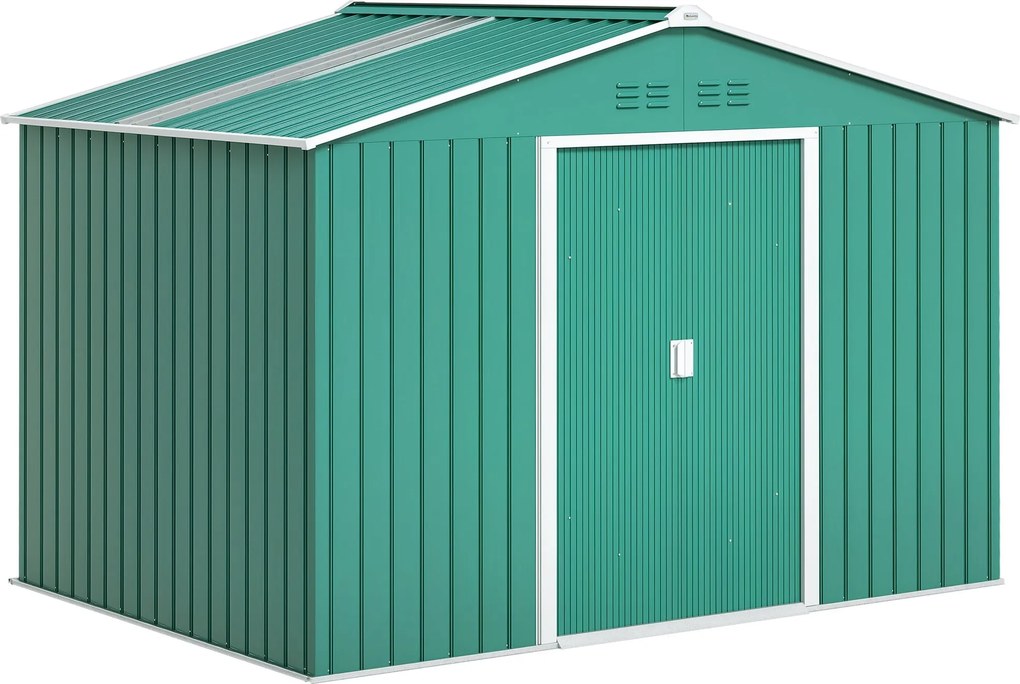 Outsunny Kertiszerszám Tároló Sátor Külső 4,9 m² 277x195x192 cm Kerthez Kiváló Minőségű, Változó Ajtóval, Üvegszálas Tetőmegerősítéssel (Padló NEM Tar