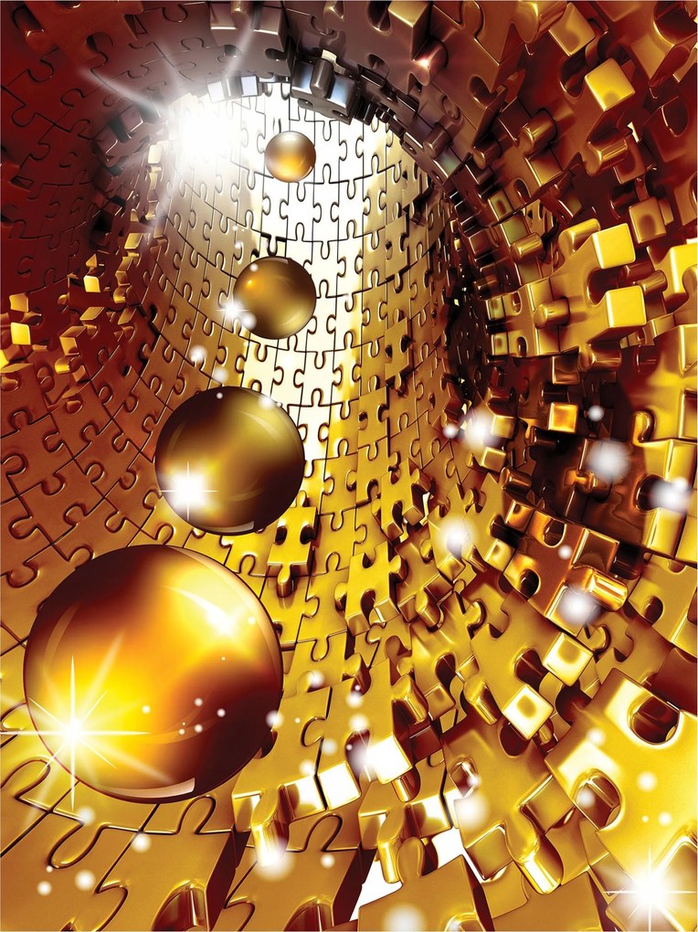Fotótapéta flizelin Arany alagút fény és puzzle Perspektíva 184x254 +ragasztó