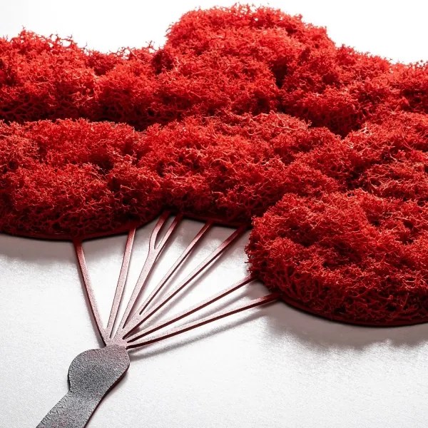 Fali dekoráció 100x34 cm lány fém/moha