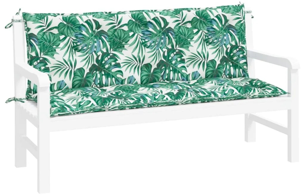 2 db levélmintás oxford szövet kerti padpárna 150 x 50 x 7 cm