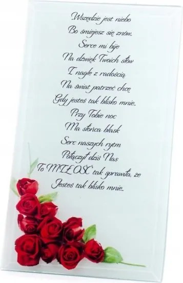 Üveg képkeret szerelmes verssel Valentin Nap