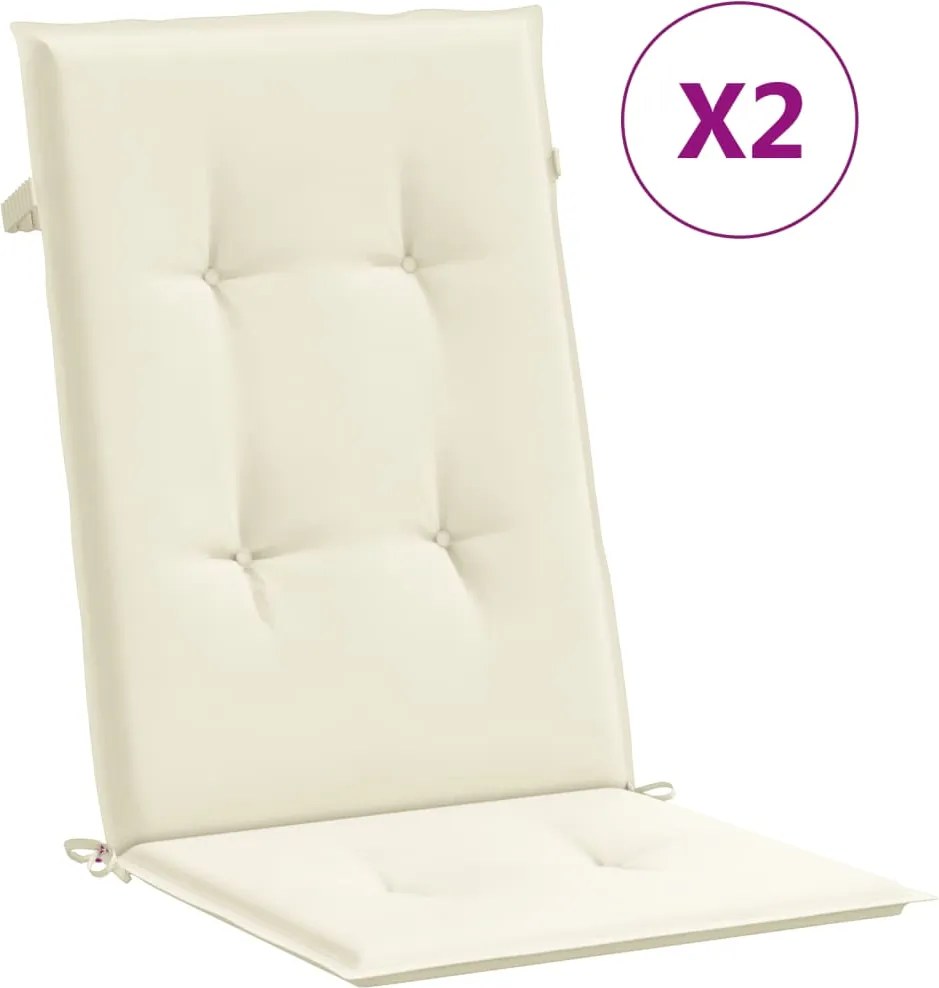 vidaXL 2 db krémszínű szövet magas háttámlájú székpárna 120x50x3 cm