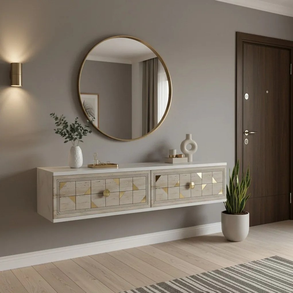 Moka 120 - White, Travertine, Gold