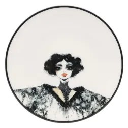 Elegáns 4 részes fekete-fehér porcelán étkészlet