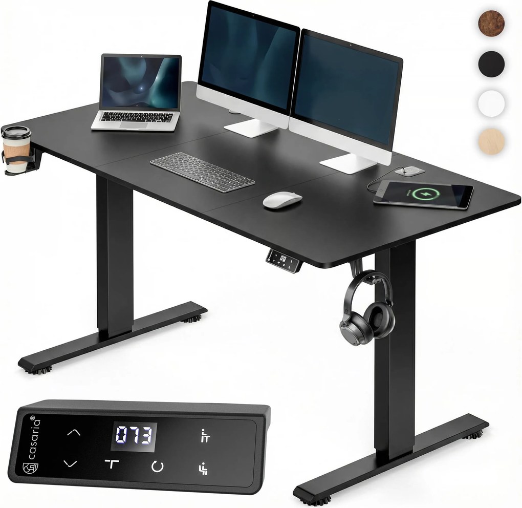 Deuba Magasságban állítható asztal 140x60x117 cm - fekete