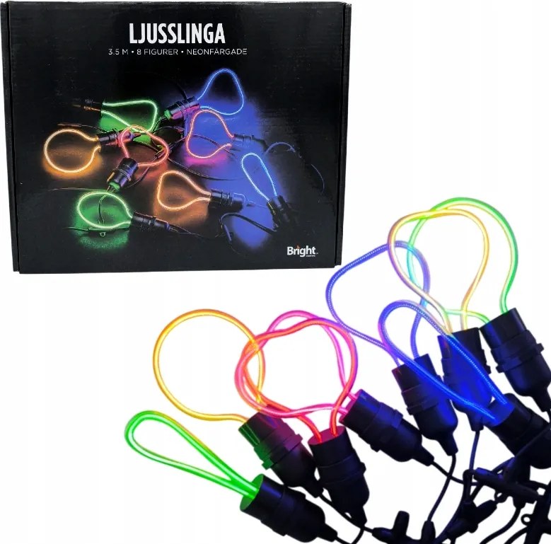 Neon fényfüzér 8,5m 8 neon színes Dekoráció kertbe, házba IP44