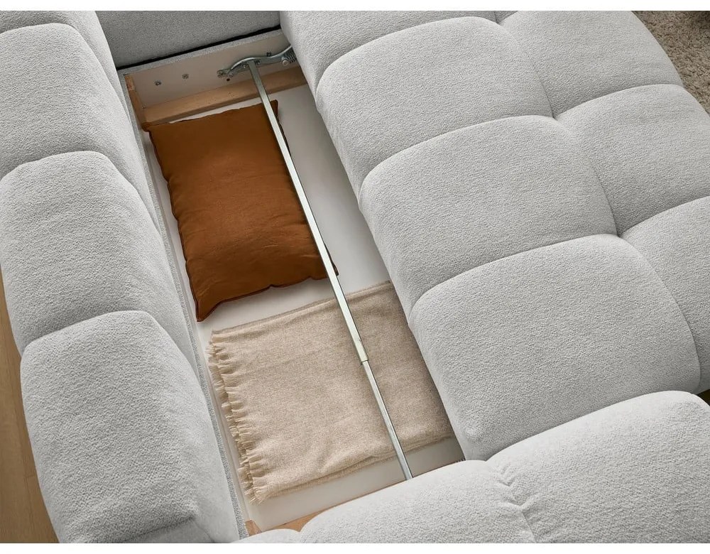 Világosszürke zsenília kinyitható-tárolóhelyes sarokkanapé (jobb oldali-L alakú) Everest – Bobochic Paris