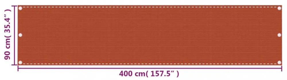 narancssárga HDPE erkélyparaván 90 x 400 cm