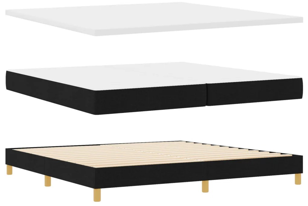 Boxspring Ágy Matracokkal - Fekete, 200x200 cm, Szövet