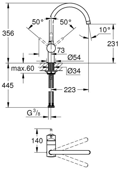 GROHE 32917GN0 - Mosogató csaptelep A, arany