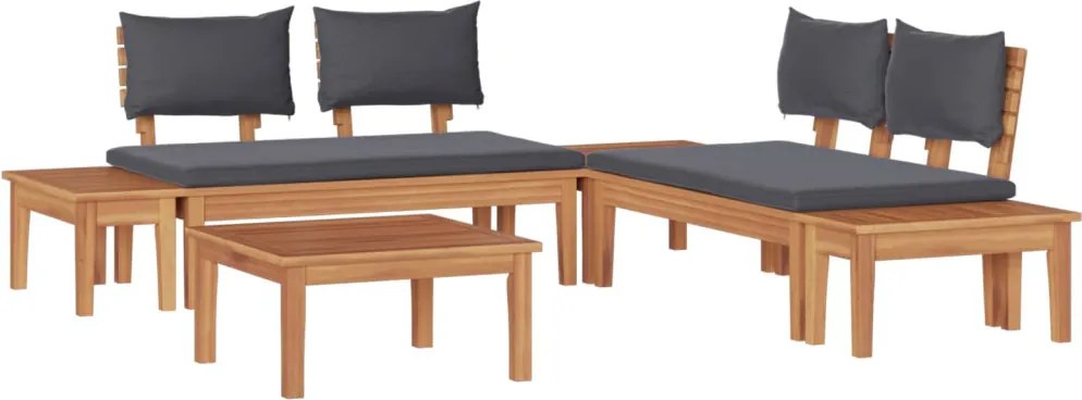 Kerti Kanapé Szett 3 pcs Barna és Szürke