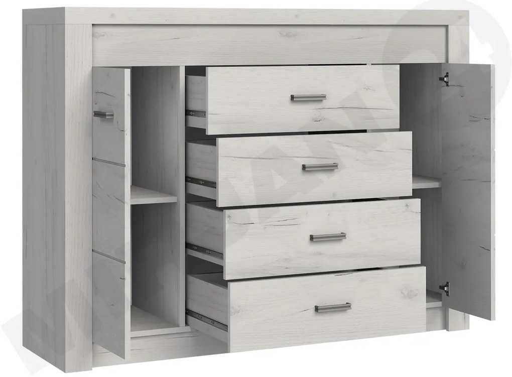 Kombinált komód Nadenas N7 (fehér craft) (meleg fehér LED világítás). 1058232