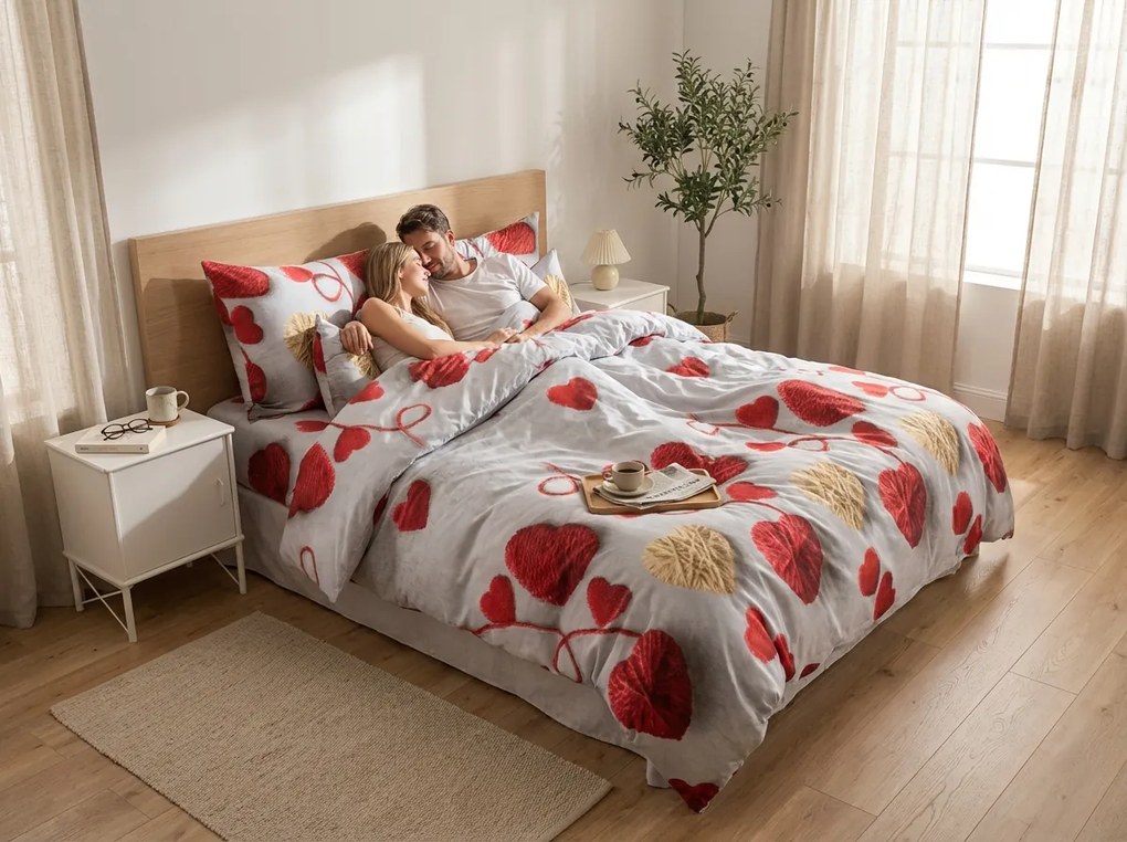 Mikroszálas ágyneműhuzat VELHEART piros Ágyneműhuzat mérete: 2 db 70 x 80 cm | 160 x 200 cm