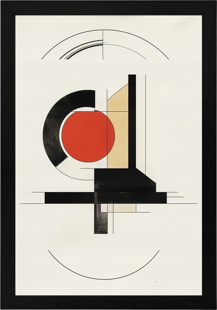 Poszter Keret Fa Grafika Geometria Kör Absztrakt Bauhaus 40x60