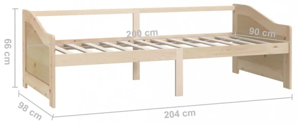 3 személyes tömör fenyőfa kanapéágy 90 x 200 cm