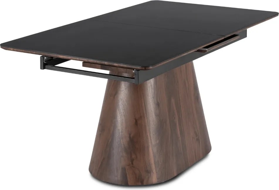 Stół LIZBONA Ceramiczny Rozkładany 160-200 cm Czarny/Orzech