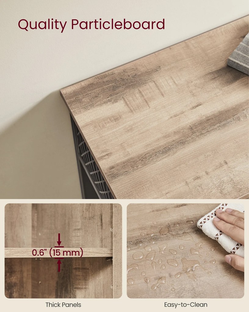 Tárolószekrény 3 ajtóval, ipari stílus, tevebarna és tintafekete színben