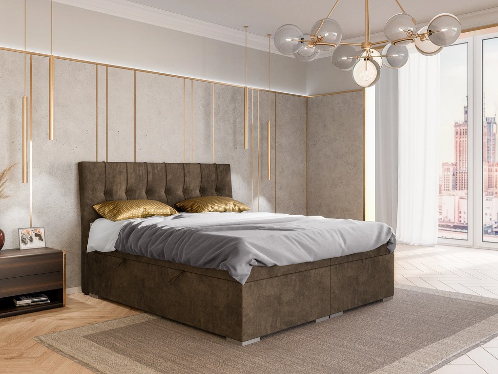 Egyszemélyes ágy Boxspring 120 cm Driny (karamell) (matraccal és tárolóhellyel). Akció -17%. 1043357