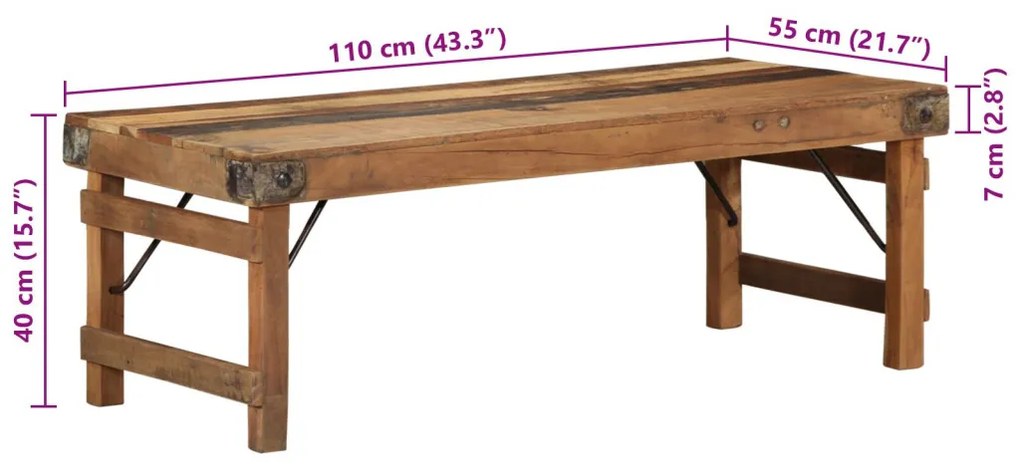 Dohányzóasztal Természetes fa Tömör fa 110 x 55 x 40 cm Egyszerű
