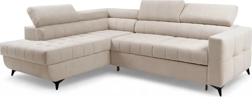 Nardo L sarokkanapé ágyfunkcióval balos - bézs plüss Pretty 03